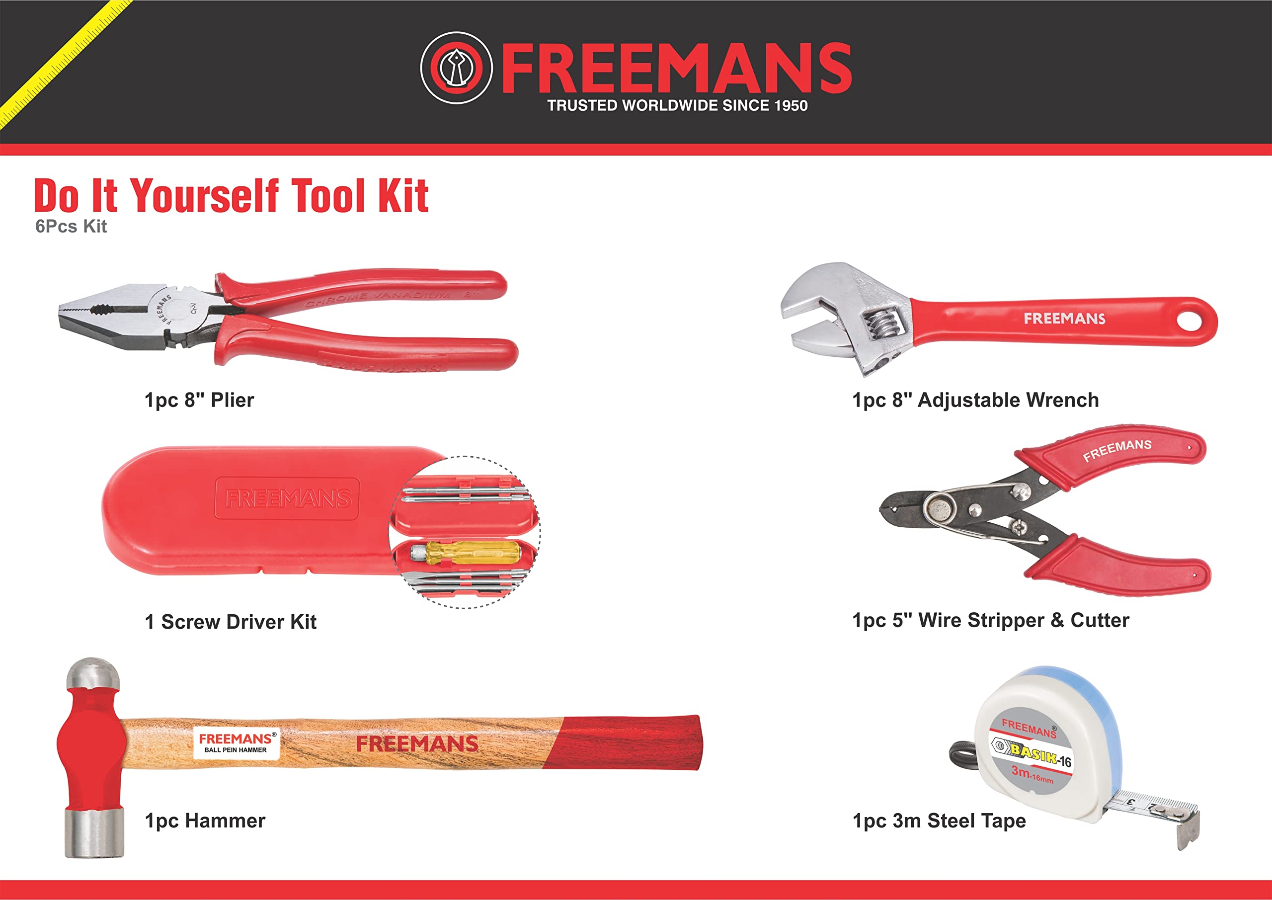 Freemans DIY 6 Piece Home Tool Kit